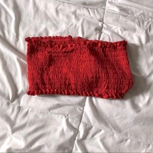 Red Ribbed Tube Top